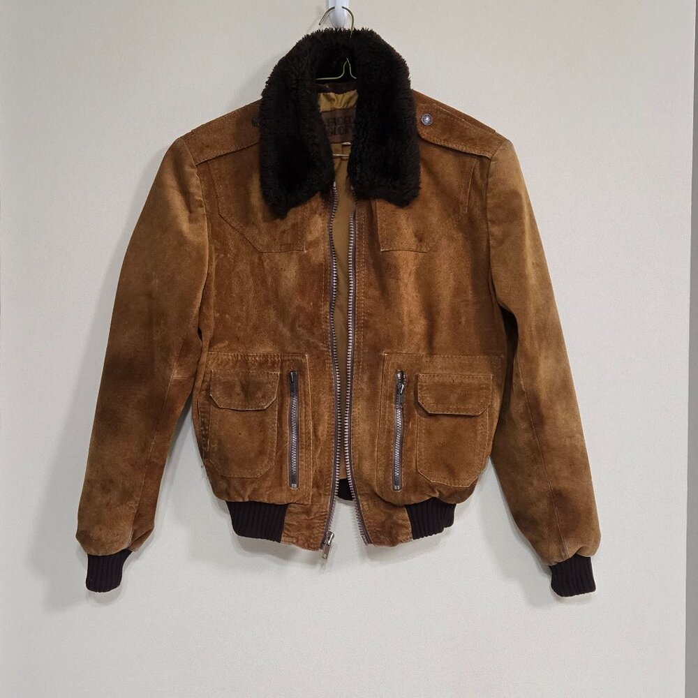 Faded Glory Bomber Flight Leather Jacket